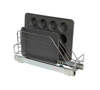 Household Essentials Glidez - Organizer multiuso in acciaio cromato, estraibile/estraibile, per pentole e teglie - adatto per armadi o mensole di dimensioni standard, cromato