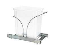 Household Essentials Glidez Pattumiera Singola Estraibile in Acciaio Cromato da 5 galloni in plastica per Uso sotto armadietto, Adatta per armadi di Dimensioni Standard, Cromato e Bianco