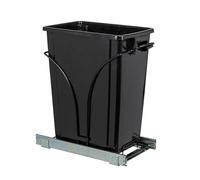Household Essentials Glidez Pattumiera singola estraibile in acciaio cromato da 5 galloni in plastica per uso sotto armadietto, adatta per armadi di dimensioni standard, nero opaco e cromato