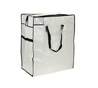 Household Essentials Medium Storage Bag, Clear Polyethylene with Black Trim Borsa portaoggetti Media, in polietilene Trasparente con Bordo Nero, Robusto Materiale plastico Intrecciato, Bianco, M