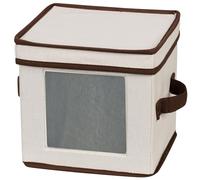 Household Essentials Storage Chest, Natural Canvas with Brown Trim Tan