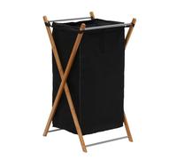 Household Essentials X-Frame Laundry Hamper, Bamboo Frame with Black Canvas Bag
