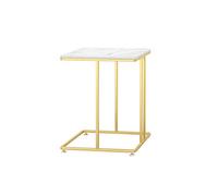 Household Marble Tea Table Sofa Side Table Mini Small Tea Table Bedside Counter Corner Table (Color : Black+Gold) (White+gold)