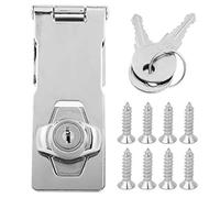 Household Zinc Alloy Drawer Keyed Hasp Safety Lock 90° Rotate to Lock Anti Theft Hardware Multi Hole Positioning with Screws for Furniture Cabinet Closet Cupboard