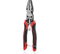 HOUSERAN Pinze combinate con spelafili e crimpatrice, 20 cm, caricata a molla con blocco di sicurezza, pinza per guardalinee 5 in 1 per taglio, crimpatura e spelatura