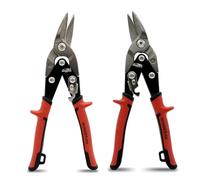 HOUSERAN Set 2 Cesoie Aviazione 25cm, Taglio Sinistro/Destro Offset in Acciaio CR-MO, Taglialamiera Professionale con Foro Appeso, Scala Metrica e Blocco Sicurezza per Lamiera, Alluminio, Plastica