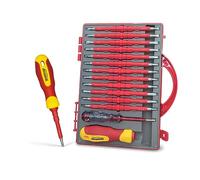 HOUSERAN - Set di 26 cacciaviti isolati, con punta magnetica, kit di strumenti per elettricisti con custodia, 1000 V, cacciavite con lame intercambiabili, cacciavite elettrico per riparazioni