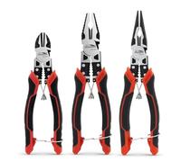 HOUSERAN Set di 3 Pinze, Universale, Tronchese e Becco Lungo | Kit completo: pinza universale 210mm, tronchese 190mm, becchi lunghi 210mm, per bricolage