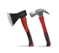HOUSERAN Set di Ascia da Legno e Martello a Uncino da 24 oz, Kit di Attrezzi Robusti da 2 Pezzi per Campeggio, Taglio del Legno, Demolizione e Lavori DIY, Costruzione in Acciaio Forjado con Maniglie