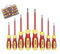 HOUSERAN - Set di cacciaviti isolati con custodia, 8 pezzi di cacciaviti a croce e a taglio, 1000 Volt, punte magnetiche, cacciaviti, ideale per elettricisti e terminazione dei lavori