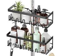 HouseUp Mensola Doccia, Per Asta Doccia da 18 mm a 25 mm, SUS 304 acciaio inox, Porta Shampoo con Gancio(Nero)