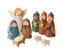 HouseVibe Kit Presepe di Carta Fai da Te, Decorazioni Natalizie Pieghevoli per Casa, Tavolo, Feste, Centrotavola, Style B