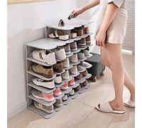 Houseware Multi-Layer Free Assembly Shoe Organizer Shoe Rack Multifunctional Simple Shoe Shelf for 5 Pairs Shoes Home Decorations Shoe Organizer (Color : Light Grey) (White Color)