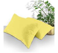 Housewife - Confezione da 2 federe standard in policotone, chiusura a busta, tinta unita, 74 x 48 cm, colore: giallo
