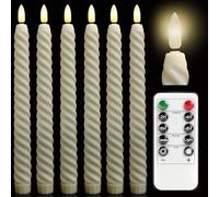 HOUSN Set di candele a LED con funzione timer e telecomando, 6 candele a LED con fiamma tremolante, 2 x 25 cm, in avorio per decorazioni natalizie, camere, matrimoni e feste