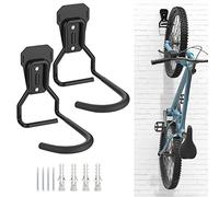Housolution Appendi Bici da Muro, 2 Supporti Bici da Parete in Ferro Battuto con Imbottiture in EVA Anti Graffi, Urti, Ganci Pieghevoli Accessori Bicicletta, Supporto Appendi Bici per Garage, Nero