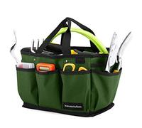 Housolution Borsa Attrezzi, Borsa Porta Utensili in Tessuto Ployester 600d Alta Resistenza con Multi-tasche Laterali, 2 Maniglie Porta Attrezzi per Ristrutturazione Giardinaggio,14 pollici,Verde Scuro