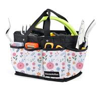 Housolution Borsa Attrezzi, Borsa Porta Utensili in Tessuto Ployester 600d Alta Resistenza con Multi-tasche Laterali, 2 Maniglie Porta Attrezzi per Ristrutturazione Giardinaggio,14 pollici, Fiore Bian