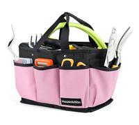 Housolution Borsa Attrezzi, Borsa Porta Utensili in Tessuto Ployester 600d Alta Resistenza con Multi-tasche Laterali, 2 Maniglie Porta Attrezzi per Ristrutturazione Giardinaggio,14 pollici, Rosa