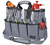 Housolution Borsa Portaoggetti da Giardino con Tracolla Regolabile, Borsa per Attrezzi da Giardinaggio con Manico in Poliestere 900D Multi-Tasca Porta Utensili Grande Capacità per Giardiniere, Grigio