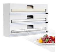 Housolution Dispenser 3 in 1 Porta Pellicola e Alluminio, Taglierina da Cucina, 30cm Bianco
