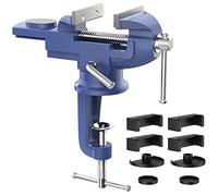 Housolution Morsa da tavolo ganasce da 70 mm, pinza piccola testa girevole a 360 gradi, multi angolo con incudine, morsa a ventosa con base per utensili incorporati fai da te portatile per taglio,