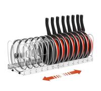 Housolution Porta Coperchi Pentole e Padelle da Cassettone | 30cm-59cm Espandibile, 14 Scomparti Regolabili, Organizer Coperchi Pentole e Padelle per Cucina