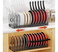 Housolution Porta Coperchi Pentole e Padelle da Cassettone | 30cm-59cm Espandibile, 14 Scomparti Regolabili, Organizer Coperchi Pentole e Padelle per Cucina