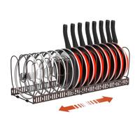 Housolution Porta Coperchi Pentole e Padelle da Cassettone | 30cm-59cm Espandibile, 14 Scomparti Regolabili, Organizer Coperchi Pentole e Padelle per Cucina
