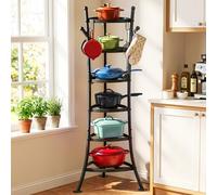 Housolution Porta Pentole e Padelle Scaffale Organizer a 6 Ripiani | Grande Capacità di Carico di 120kg, Design con Supporto Curvo Rinforzato, Robusta Struttura in Acciaio al Carbonio