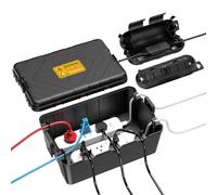 Housolution Scatola Elettrica Grande per Esterni con 2 Piccole Coperture di Sicurezza per Prese,Impermeabile IP54 per Prolunghe, Scatola Antintemperie per Ciabatte, Timer, Prese e Luci Natalizie, Nero
