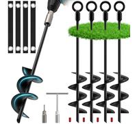 Housolution Set di Ancoraggio per Trampolino, Set di 4 Ancore Robuste per Suolo con Cinture di Sicurezza, Accessori per Trampolino Resistenti al Vento Forte, Utili per Tende, Giostre