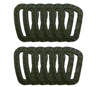 HOUSON Set di 12 moschettoni a forma di D, in plastica, colore verde