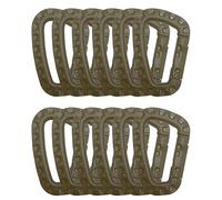 HOUSON Set di 12 moschettoni, a forma di D, in plastica, con moschettone, in colore cachi