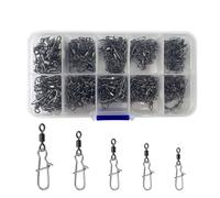 HOUSON Set di 210 girelle da pesca con moschettone, set di girelle da pesca per pesca alla trota, moschettone, girelle da pesca 2# 4# 5# 6# 8#