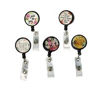Housoutil 1 Set Portabadge Retrattile Colorato Fiore Per Infermieri Insegnanti E Volontari Accessori Lavoro Pratici E Creativi Per Carte E Badge 5 Pezzi