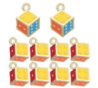 Housoutil 10 Pezzi Ciondoli Dadi 3d in Metallo Portachiavi Pendenti Fai da Te Accessori Moda Decorazioni per Casa Zaini e Portachiavi Portafortuna