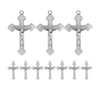 Housoutil 10 Pezzi Ciondolo Crocifisso di Gesù in Metallo Bianco per Collana Compatibilità Versatile e Design Artigianale, per Occasioni Speciali e Creazioni Fai da Te