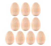 Housoutil 10 Pezzi Uova di Legno a Forma di Uovo da Dipingere per Pasqua Decorazione Fai da Te in Legno Beige per Creare Atmosfera Festiva su Desktop