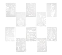 Housoutil 10pezzi Stencil per Pittura Natalizia Pz Stencil da Disegno Modelli Fai da Te per Decorazione Murale Scrapbooking Creazione di Carta e Pittura su Tessuto Realizzato in Pet
