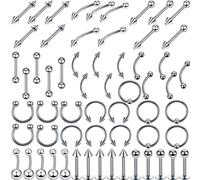 Housoutil 120 Pezzi Anelli Acciaio Inossidabile Argento per Piercing Corpo Superficie Liscia Lucidata e Design Creativo, Set Elegante e Confortevole per Uso Quotidiano