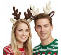 Housoutil 2 fasce per capelli natalizi per adulti, copricapo di Natale, tiara, per feste, corna di cervo pop, elfo di Natale