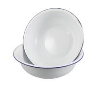 Housoutil 2 Pezzi Bacinella Smaltata Vintage per Lavaggio Piedi e Viso, 32/34cm, Bianco, per Bucato e Lavaggio Capi Delicati, Stile Retrò, Uso Domestico