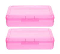 Housoutil 2 Pezzi portapenne in plastica astuccio organizzatore di matite Caso per supporto a matita Porta della penna trasparente Pink
