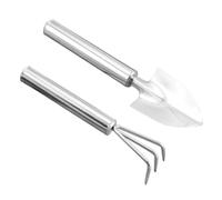 Housoutil 2 Pezzi Set Attrezzi da Giardino in Acciaio Inossidabile Mini Pala e Rastrello Leggero per Sradicare Terreno, per Giardinaggio e Piante Grasse