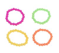 Housoutil 4 Pezzi Braccialetto di Perline in Plastica Neon Colorate per Feste, Comodo e Resistente, Stile Retrò Anni 70 e 80, per Party di Danza e Uso Quotidiano