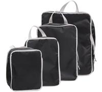 Housoutil 4 Pezzi Set di Cubi da Viaggio Compressione in Poliestere Nero, Organizer Multifunzionale per Ridurre le Pieghe dei Vestiti, per Camping e Vacanze
