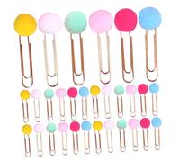 Housoutil 40 Pezzi Clips Carta Carino con Pompon Colorati Segnalibri Decorativi in Metallo Resistenti per Organizzare Documenti e Segnare Pagine Accessori Divertenti per Studenti e Ufficio