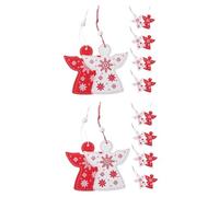 Housoutil 40 Pezzi Decorazioni Natalizie in Legno con Angeli Pendenti Rosso e Bianco Appesi per Albero Finestra e Parete Addobbi Natalizi per Casa e Festa