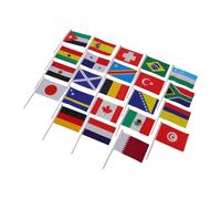 Housoutil 47 Pezzi Bandierine Nazioni per Feste con Bastoncini in Plastica, Mini Bandiere 14x21 Cm in Cotone Resistenti per Uso Esterno e Celebrazioni Sportive